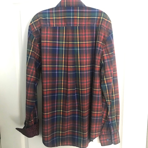 BUGATCHI Plaid Long Sleeve Shirt, L - Picture 4 of 7